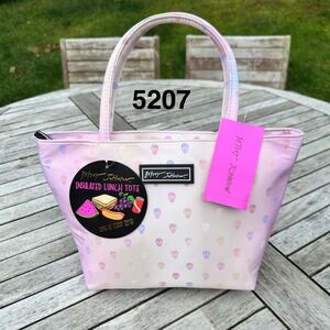 Betsey Johnson Rose Skull Insulated Lunch Tote Satchel Pink Ombre TBJ-0464 NEW